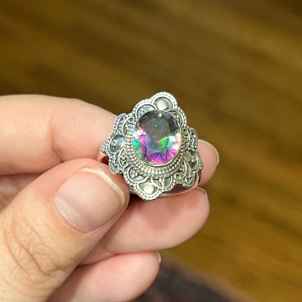 Mystic topaz sterling silver ring size 8.75 - Picture 3 of 5